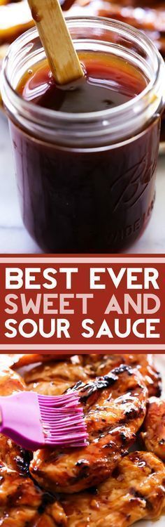 the best ever sweet and sour sauce for grilled chicken or pork is made with only three ingredients