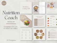 Nutrition Coach Instagram Post Template | Health Coach Content | Wellness Template | Nutrition Coach | Minimalist Moodboard Website, Wellness Template, Balanced Plate, Nutrition Meal Plan, Nutrition Consultant, Brand Color Palette, Nutrition Program