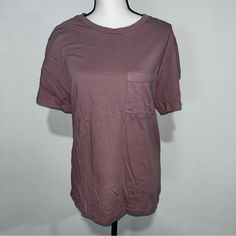 Super Soft Fabric One Single Front Pocket Short Sleeve Crewneck Tee Pink Short Sleeve Shirt For Loungewear, Casual Pink Tops For Everyday, Casual Pink Everyday Top, Casual Mauve Tops For Summer, Casual Mauve Summer Tops, Basic Pink Tops For Loungewear, Camo Crop Top, Navy Blue Crewneck, Red Camo