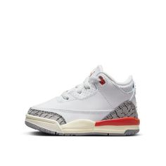 Toddler's Jordan 3 Retro "Georgia Peach" White/Cosmic Clay-Sail Size: 6.  Gender: unisex. Baby Jordan Shoes, Baby Jordans, Jordan Model, Buy Jordans, Jordan 3 Retro, Retro Baby, Air Jordan 3 Retro, Cement Gray