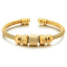 PRICES MAY VARY. Men Women Steel Gold Color Twisted Cable Cuff Bangle Bracelet with Bead Charms, Polished, Adjustable Metal: Stainless Steel Finishing: Polished Dimension: Circumference Stretchable 21CM(8.27"); Weight: 34.7g Package: Jewelry Box with Brand Name COOLSTEELANDBEYOND *Condition: 100% brand new
*Code: MB-2650
*Metal: Stainless Steel
*Finishing: Polished
*Dimension: Circumference Stretchable 21CM(8.27")
*Weight: 34.7g
*Package: Jewelry Box with Brand Name COOLSTEELANDBEYOND Champagne Brunch, Twisted Bangle, Fine Silver Jewelry, Cuff Bangle Bracelet, Beads Charms, Bracelet For Men, Cuff Bangles, Gold Jewellery, Bling Bling