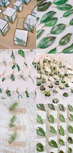 Green wedding escort card ideas | Eco escort card ideas Deco Champetre, Rustic Wedding Decorations, Woodsy Wedding, Boda Mexicana, בר מצווה, Botanical Wedding, Wedding Deco, Greenery Wedding, Diy Wedding Decorations