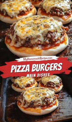 the pizza burgers are ready to be cooked in the oven, and then topped with cheese