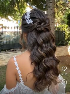 Tiara With Braid, Greek Bridal Hair, Wedding Hair With Tiara And Veil Half Up, Hairstyles With A Crown Half Up, Debut Hairstyles Debutante, Hairstyles With Crown Tiaras Quinceanera, Half Up Half Down Wedding Hair Long Straight, Hair Styles For Debut, Soft Curls Aesthetic