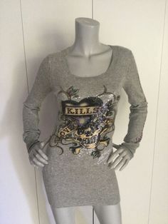 Ed Hardy Sequin Sweater Heather Gray Mini Dress Size S | eBay Ed Hardy Sweater, Ed Hardy Dress, 2000s Sweater, Sequin Sweater, Ed Hardy, Fashion Killa, Y2k Fashion, Hat Hairstyles, Dream Wardrobe