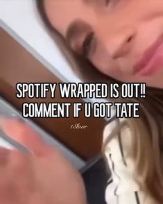 a woman with her eyes closed and the caption says, spotty wrapped is out comment if u got tate