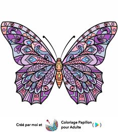 a colorful butterfly with intricate patterns on it's wings, and the words coloriage