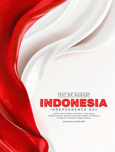 an abstract red and white background with the text indonesia independence day written in bold font