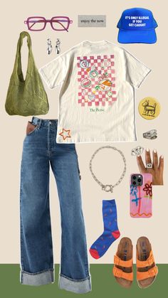 Tee and wide leg jeans Cute Preppy Outfits, Dream Clothes, Preppy Outfits, Cute Casual Outfits, Casual Outfit, Wide Leg Jeans, Spring Summer Fashion