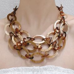 Beautiful Necklace, New Without Tags, Never Worn Smoke/ Pet Free Home Trendy Brown Choker Necklace, Chic Brown Round Jewelry, Brown Chain Jewelry As Fashion Accessory, Trendy Brown Chain Jewelry, Trendy Brown Metal Necklace, Elegant Brown Circular Jewelry, Trendy Brown Chain Necklace, Brown Round Necklace With Adjustable Chain, Lucky Charm Necklace