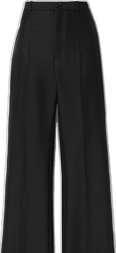 Chic Black Wool Wide Leg Pants, Black Wool High-waisted Wide Leg Pants, Black High-waisted Wool Wide Leg Pants, Chic Black Wool Pants, Chic Black Wool Bottoms, Black Wool Wide Leg Pants For Work, Black Wool Bottoms For Evening, Black Wool Wide Leg Work Pants, Modern Black Wide Leg Pants For Fall