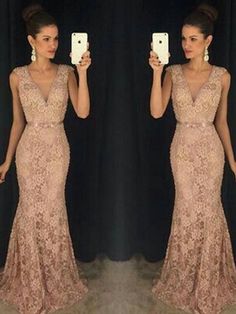 Sweep/Brush Train Trumpet/Mermaid Sleeveless V-neck Lace Dresses Red Mermaid Dress, Inexpensive Prom Dresses, Prom Dress With Train, Robes D'occasion, Girls Dresses Online, Lace Dress Long, Lace Evening Dresses, Prom Dresses Long With Sleeves, Prom Dresses Lace