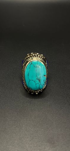 vintage handcrafted Tibetan Nepalese ring with turquoise and lapis lazuli stone Lapis Stone, Lapis Lazuli Stone, Rings Statement, Lapis Lazuli, Handmade Ring, Statement Rings, Jewelry Rings, Thailand, Wonder