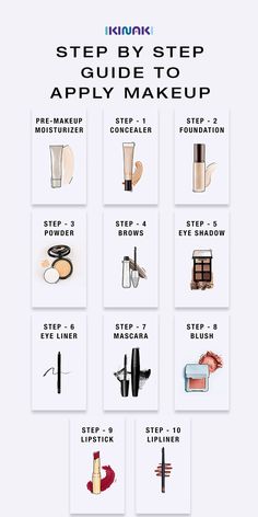 Discover the steps to do makeup in the perfect order. Buy the right products according to your skin type after reading their honest reviews on IKINAKI. Makeup Ideas Natural Brown, Make Up Designs, Makeup Tutorial Foundation, Makeup Brushes Guide, Latina Makeup, Make Up Tutorials, Makeup Help, Face Makeup Tutorial