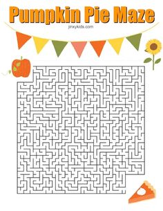 a pumpkin pie maze is shown with the words pumpkin pie maze