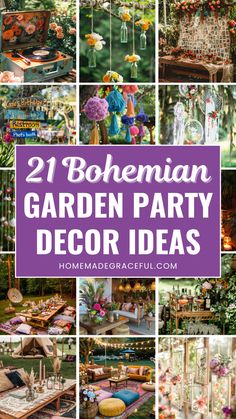 bohemian garden party decor ideas Indoor Garden Party Ideas, Garden Party Set Up, Boho Chic Party Ideas Decoration, Bohemian Birthday Party Decoration, Bohemian Theme Party Decoration, Bohemian Outdoor Party, Secret Garden Party Theme, Garden Party Tablescapes, Boho Chic Picnic