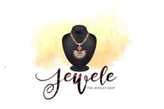 the jewelry shop logo is displayed on a mannequin's neck and necklace