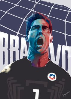 a man with his mouth open in front of a soccer ball and the words braavd on it