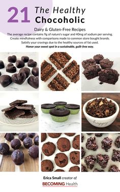 the cover of the book, 21 healthy chocolates and gluten - free recipes