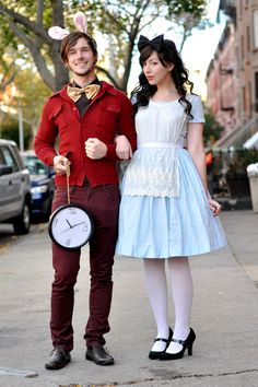 two people dressed up as peter rabbit and miss piggie