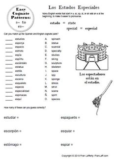 the spanish language worksheet for students to learn how to spell and use it