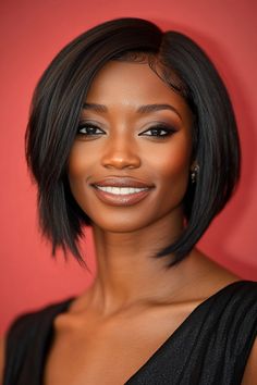 33 Stunning Short Hairstyles for Every Black Women Needs to Try in 202 – CreativeBooster Sleek Short Bob, Short Haircuts For Black Women, Haircuts For Black Women