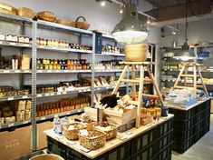 a store filled with lots of shelves full of food