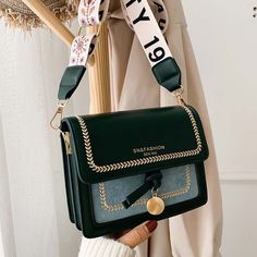 Themed Green Fashion Chic Womens Shoulder Bag Trendy Green School Bag, Trendy Green Bag For School, Trendy Green Satchel With Mobile Phone Bag, Trendy Green Large Capacity Bag, Trendy Large Capacity Green Bag, Green Rectangular Shoulder Bag For School, Green Shoulder Bag With Detachable Strap For School, Large Capacity Green Crossbody Bag, Green Faux Leather Shoulder Bag With Zipper Closure