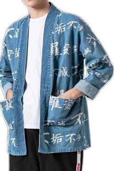 Denim Kimono Cardigan Jacket | Eiyo Kimono Denim Kimono, Japanese Fashion Trends, Jacket Details, Cardigan Long, Kimono Cardigan, Kimono Dress, Japanese Fashion, Cardigan Jacket, Long Sleeve Cardigan