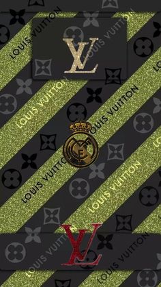 the louis vuitton wallpaper is green and black