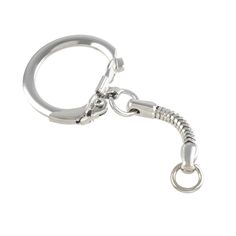 a metal keychain with a hook on the end and a chain attached to it