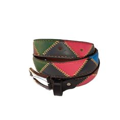 This is a Hand Made, one of a kind Leather belt. Created with the influence of the Harlequins Rugby team colours and style in mind. If you're looking for a stylish and high-quality leather belt, the Harlequin's style real leather belt is a great choice. Crafted from premium leather, this belt boasts a unique harlequin pattern that will add a touch of personality to any outfit. Not only is it fashionable, but it's also durable and built to last. The belt features a sturdy buckle that ensures a se Adjustable Multicolor Leather Belts, Rugby Gifts, Rugby Fashion, Harlequin Pattern, Rugby Player, Rugby Team, Rugby Players, Silver Cufflinks, Suspender Belt