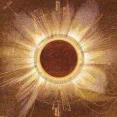 an image of the sun with rays coming out of it's center and around it