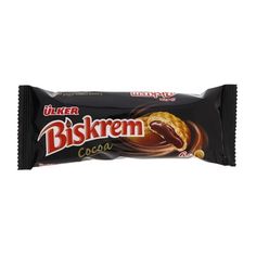 a chocolate bar with the word biskerm on it's front and side