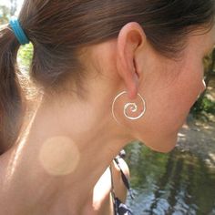 Solid Sterling Silver Spiral Earrings - Minimalist Jewelry Spiral Nickel-free Hoop Earrings For Everyday, Spiral Hypoallergenic Hoop Earrings, Swirly Earrings, Statement Piece Jewelry, Mother Of Pearl Earrings, Spiral Earrings, Eco Friendly Jewelry, Sterling Silver Hoops, Nature Jewelry