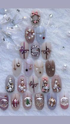 Christmas Nails Different, Christmas 3d Nail Art Designs, Christmas Ornaments Nails, Christmas 3d Nail Art, Korean Nail Art Christmas, Nail Christmas Design, Christmas Nails Nail Art, Nail Art Christmas Designs, Nail Christmas Designs