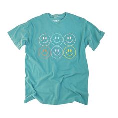 Fun Crew Neck Shirt With Screen Print, Fun Cotton T-shirt With Smiley Face, Funny Graphic Print Tops For Everyday, Funny Smiley Face T-shirt For Summer, Fun Short Sleeve Tops With Smiley Face, Cute Cotton Tops With Smiley Face, Funny Short Sleeve Tops For Everyday, Everyday Funny Print Crew Neck Shirt, Everyday Crew Neck Shirt With Funny Print