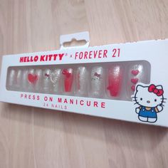 Brand New In Original Packaging Kitty Makeup, Y2k Hello Kitty, Y2k Kawaii, Hello Kitty Makeup, Nails Manicure, 9th Birthday, Nail Manicure, Beauty Nails, Press On Nails