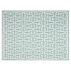 a blue and white rug with mazes on it