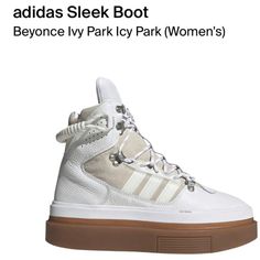 Just In Time For Winter! Adidas Sleek Boot Ivy Park Icy Park Size 7 Women's Clean Color Combination Of White On The Upper And Gum Rubber On The Sole Gives The Shoe A Minimalist Eye-Catching Appearance. Adidas Ivy Park Super Sleek Price, Adidas Ivy Park, Adidas Sleek, Adidas Super, Athleisure Brands, White Core, Ivy Park, Hot Sneakers, Womens Athletic Shoes