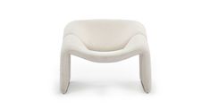 a white chair with a curved back and legs