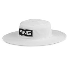 White Spring Sports Sun Hat With Wide Brim, Wide Brim Sun Hat For Sports In Spring, Spring Sports Brimmed Sun Hat, Spring Sports Sun Hat With Brim, Curved Brim Golf Hats For Summer, Summer Golf Hats With Curved Brim, Summer Golf Hat With Curved Brim, Spring Sports Hat With Wide Brim, Wide Brim Sports Hat For Spring