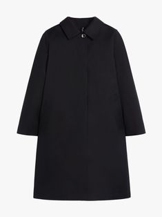 Black cotton Banton Raintec coat from MACKINTOSH featuring classic collar, two front welt pockets, concealed front fastening and long sleeves. Cotton Coat, Welt Pockets, Welt Pocket, Black Cotton, Duster Coat, Trench Coat, Fitness Models, Overalls, Little Black Dress