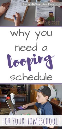 a young boy sitting at a desk working on his laptop with the text why you need a leaping schedule for your homeschool