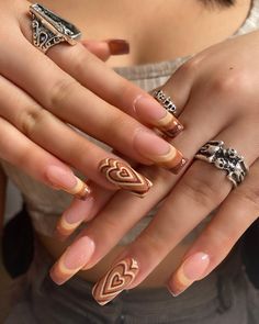 Brown Acrylic Nails, Long Acrylic Nails Coffin, Bling Acrylic Nails, Pretty Acrylic Nails