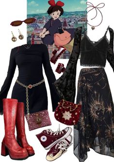 90s Whimsigoth Outfits Winter, Outfits Based On Characters, Boho Goth Outfits, Outfits Whimsigoth, Goth Outfits Aesthetic, Whimsigoth Outfits, Whimsigoth Fashion, 90s Witch, 90s Whimsigoth