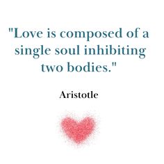 the quote love is composed of a single soul inhabititing two bodies aristole