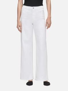 LE SLIM PALAZZO WHITE Frame Store, Stretch Cotton, Warm Weather, Stretch Denim, Full Length, Size 10, White