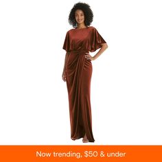 in stock Cinnamon Dress, Sleeved Velvet Dress, Long Windows, After Six, Velvet Maxi Dress, Velvet Maxi, Mother Of Bride, Designer Drapes, Dress Cover