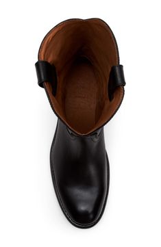 This low-heeled boot with a Western vibe is done up in handsome leather that's been tumbled for a soft, supple hand. Style Name:Frye Duke Roper Boot (Men). Style Number: 6204981. Classic Leather Heeled Boots With Snip Toe, Classic Leather Snip Toe Heeled Boots, Classic Moto Boots With Almond Toe For Workwear, Classic Moto Boots Medium Width For Workwear, Classic Medium Width Moto Boots For Work, Western Calf Leather Boots For Workwear, Classic Moto Boots For Workwear, Classic Almond Toe Moto Boots For Workwear, Classic Mid-calf Boots With Leather Lining